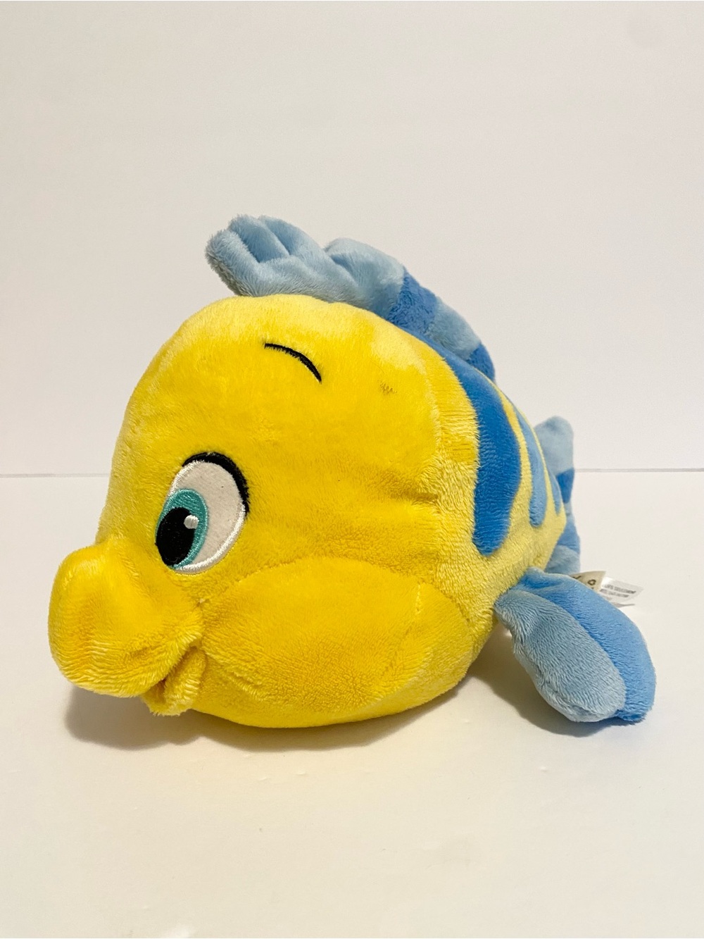 The Little Mermaid Disney Store Flounder Plush Yellow Blue Fish Stuffed Animal